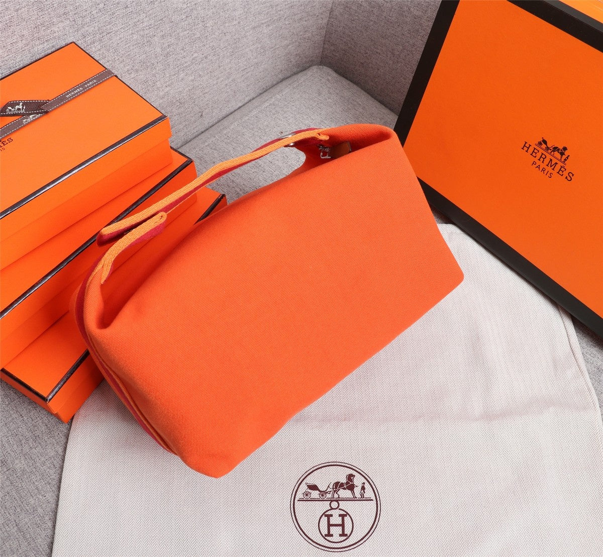 Hermes Bride-A-Brac 25 Orange Canvas