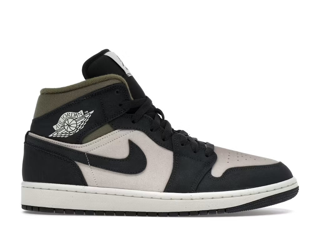 Used - Air Jordan 1 Mid SE Off Noir Medium Olive - US M 11 - catalog main image