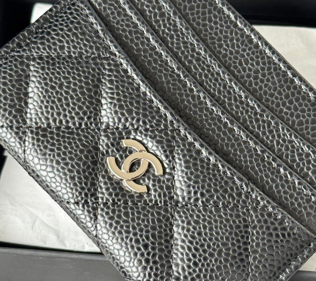 Chanel 25S Card Holder 11 in Black Caviar Silver Hardware