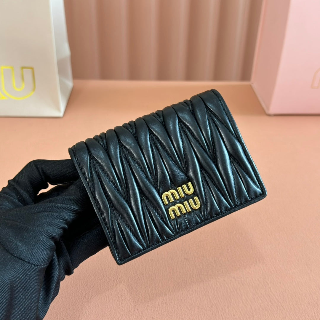 Small Matelassé Nappa Leather Wallet Black