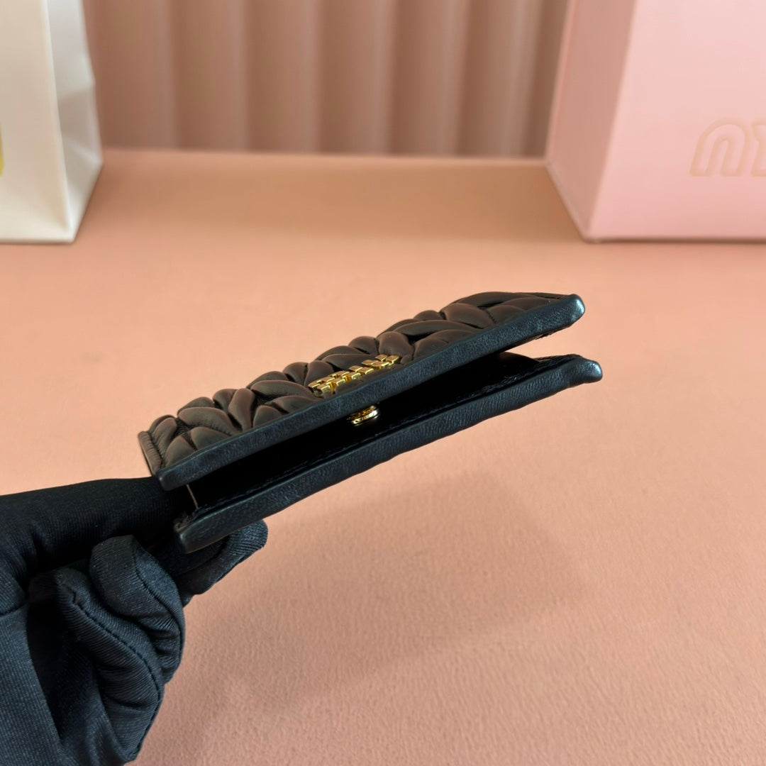 Small Matelassé Nappa Leather Wallet Black