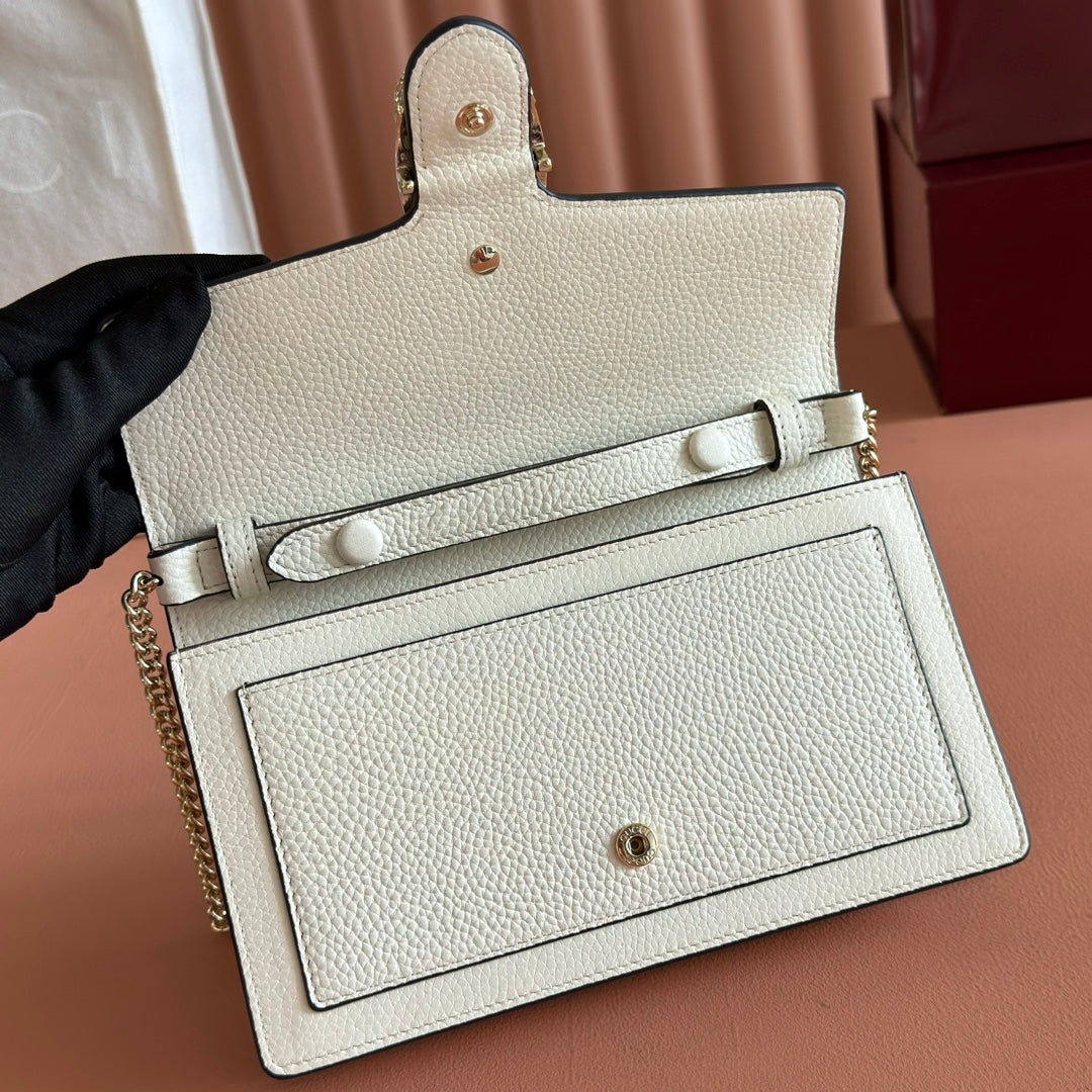 Gucci 25S Dionysus Wallet On Chain 20 in Ivory Calfskin