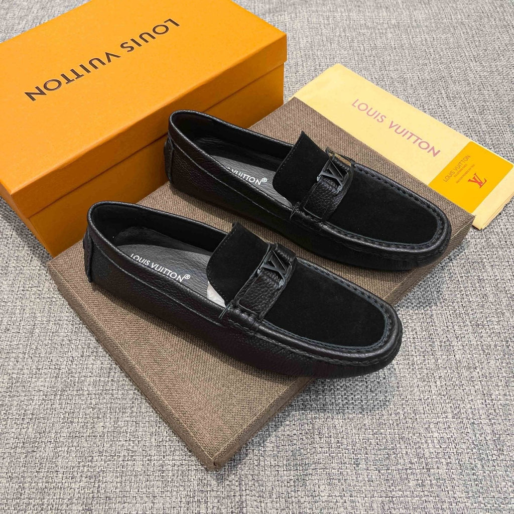 Louis Vuitton Black Textured Strap Loafers — hero
