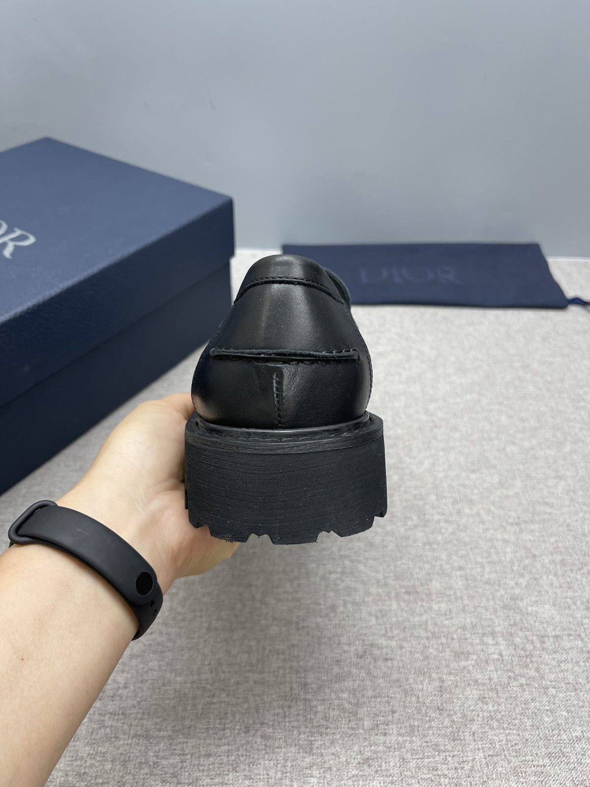 DIOR Black Double-Loop Slip-On Loafers — back