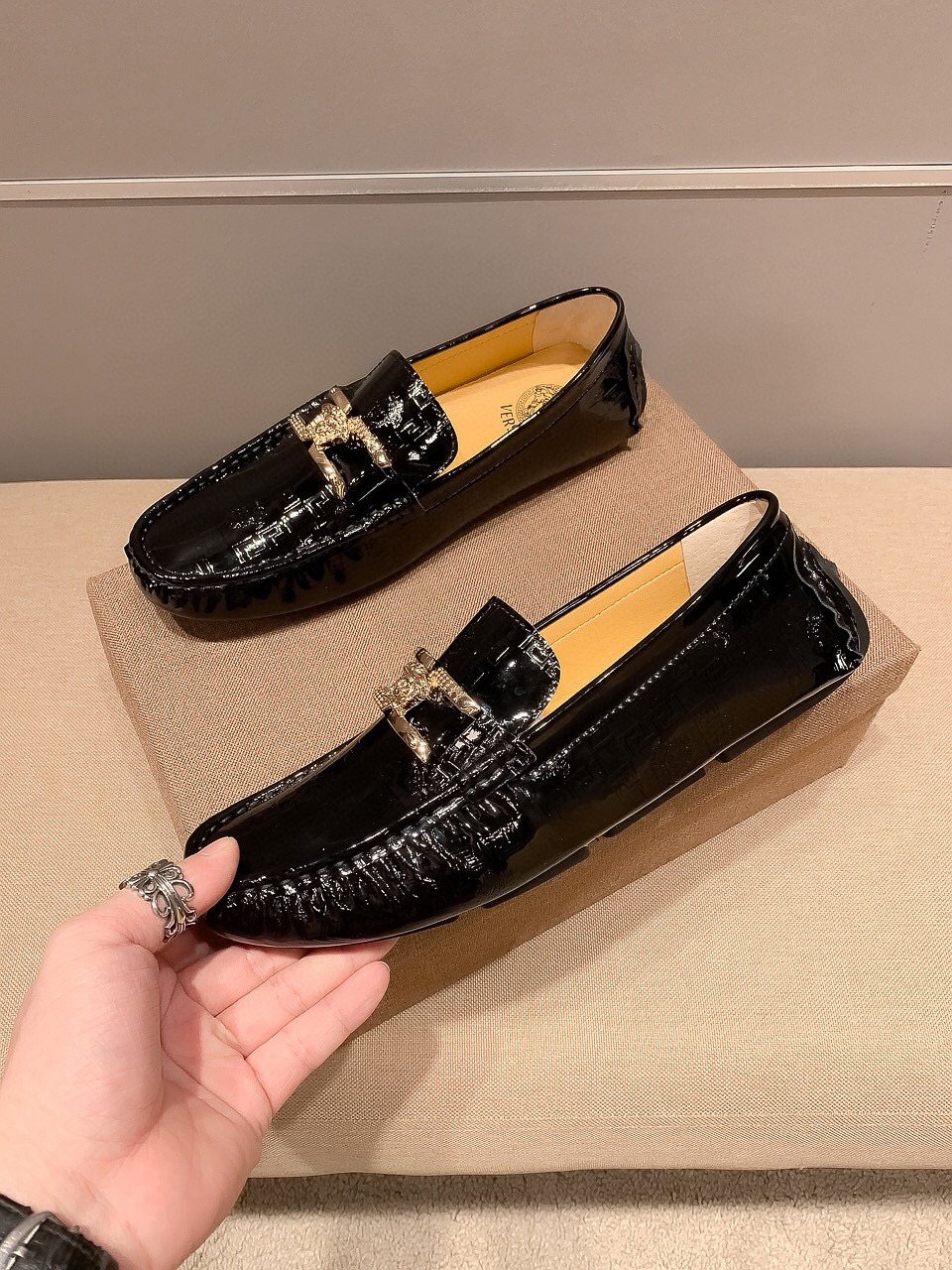 Versace Black Medusa Loafers — side