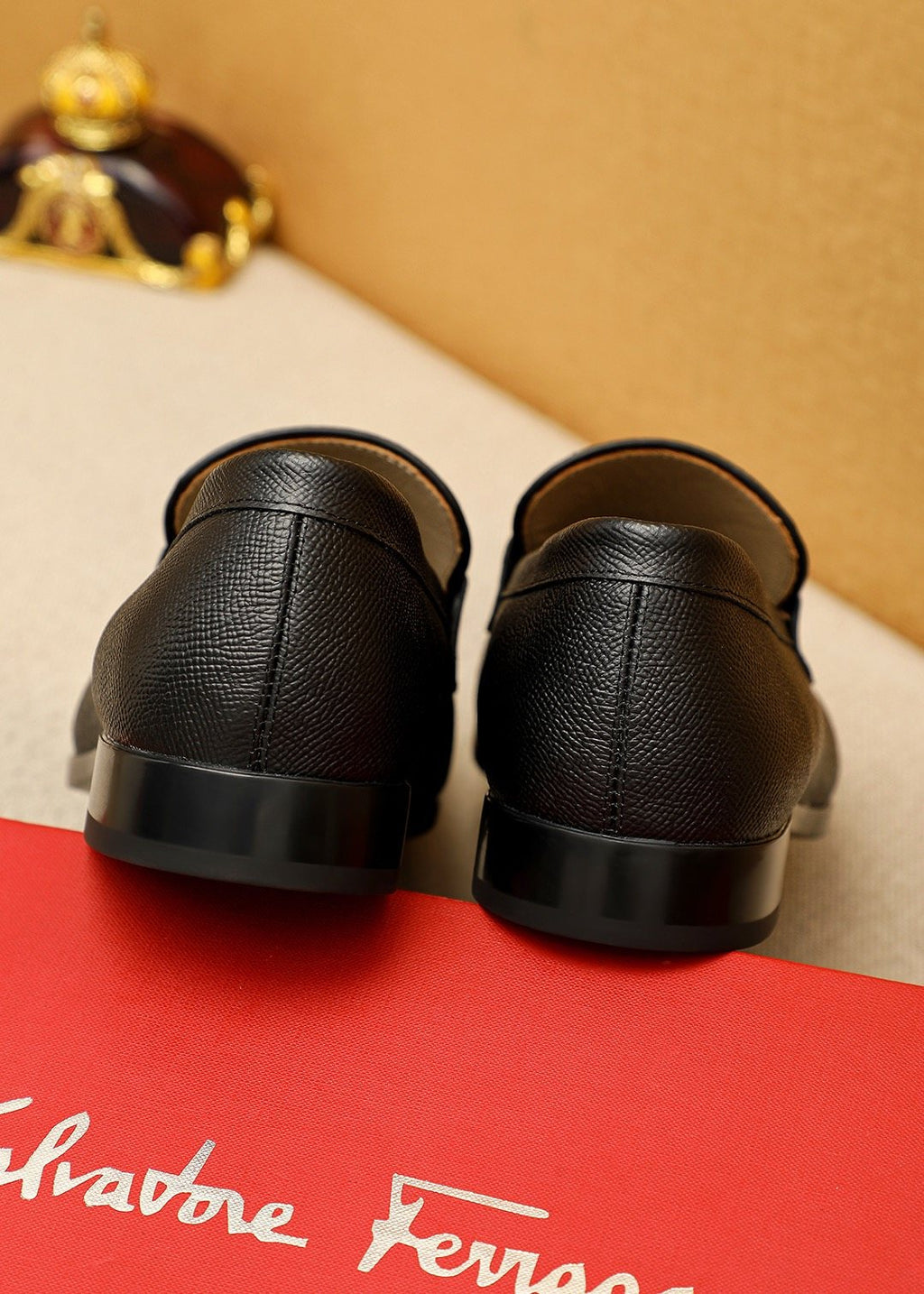 Ferragamo Black Buckle Loafers — back