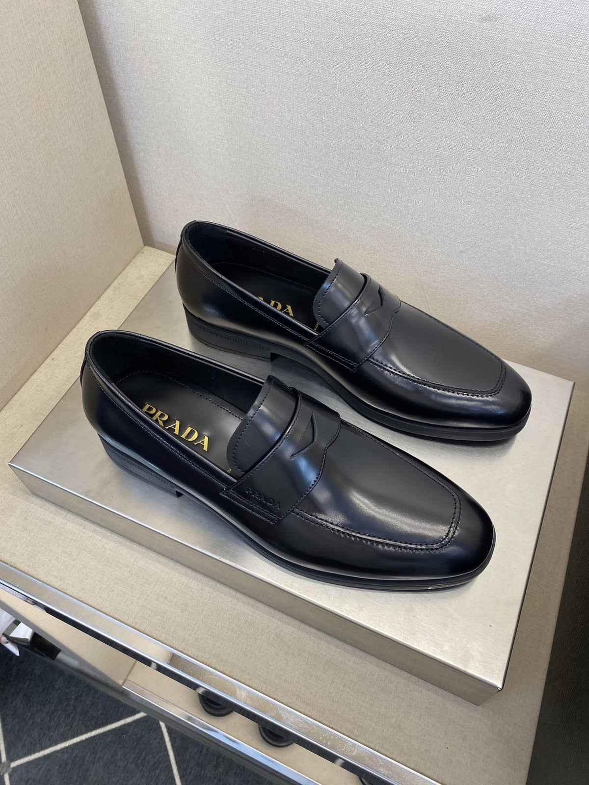 Prada Black Leather Loafers — front
