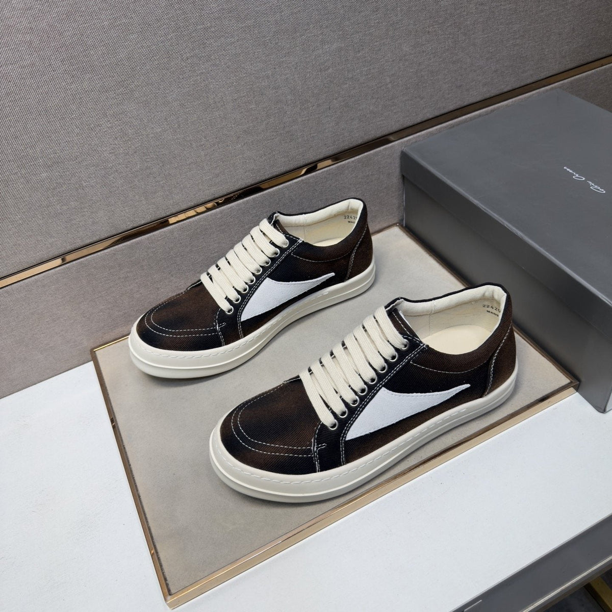 Dark Brown Panel Low-Top Sneakers — front