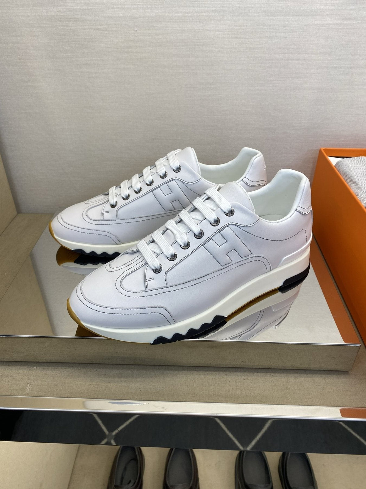 Hermès Men's Low-Top Panel Sneakers — front