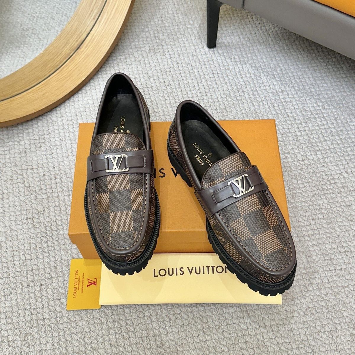 Louis Vuitton Checkered Lug Sole Loafers — front
