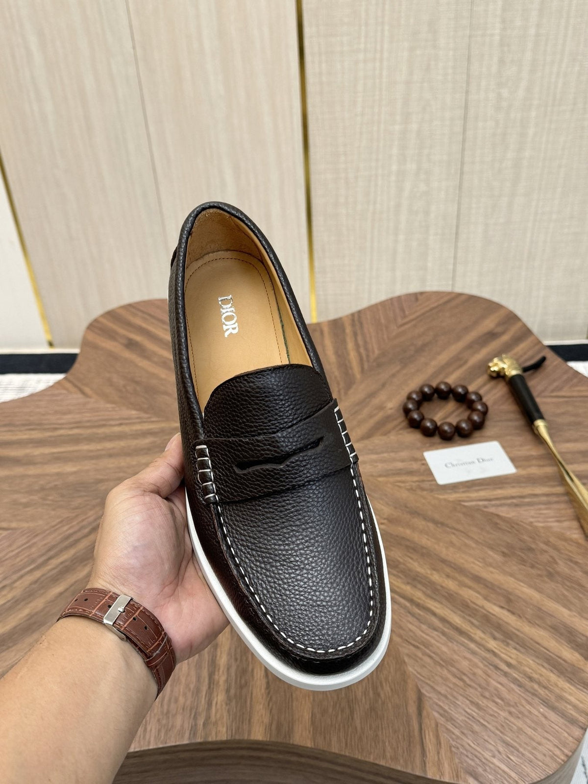 Dior Men's Contrast-Sole Slip-On Loafers — front