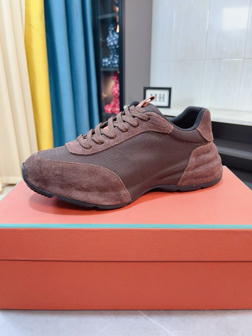 Loro Piana Mesh Lace-Up Sneakers — side