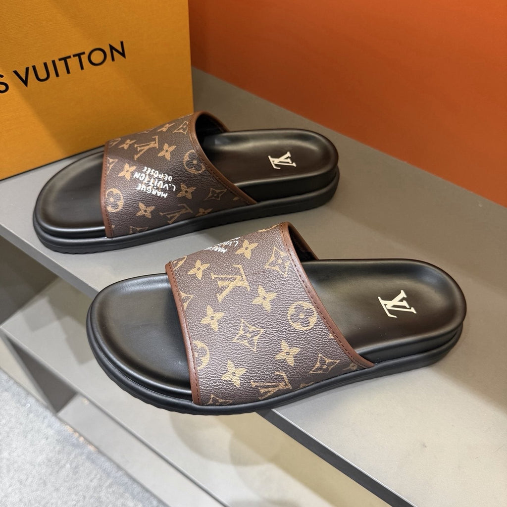 Louis Vuitton Monogram Slide Sandals — front