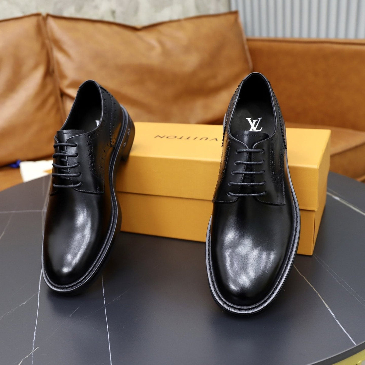 Louis Vuitton Brown Lace-Up Dress Shoes — front