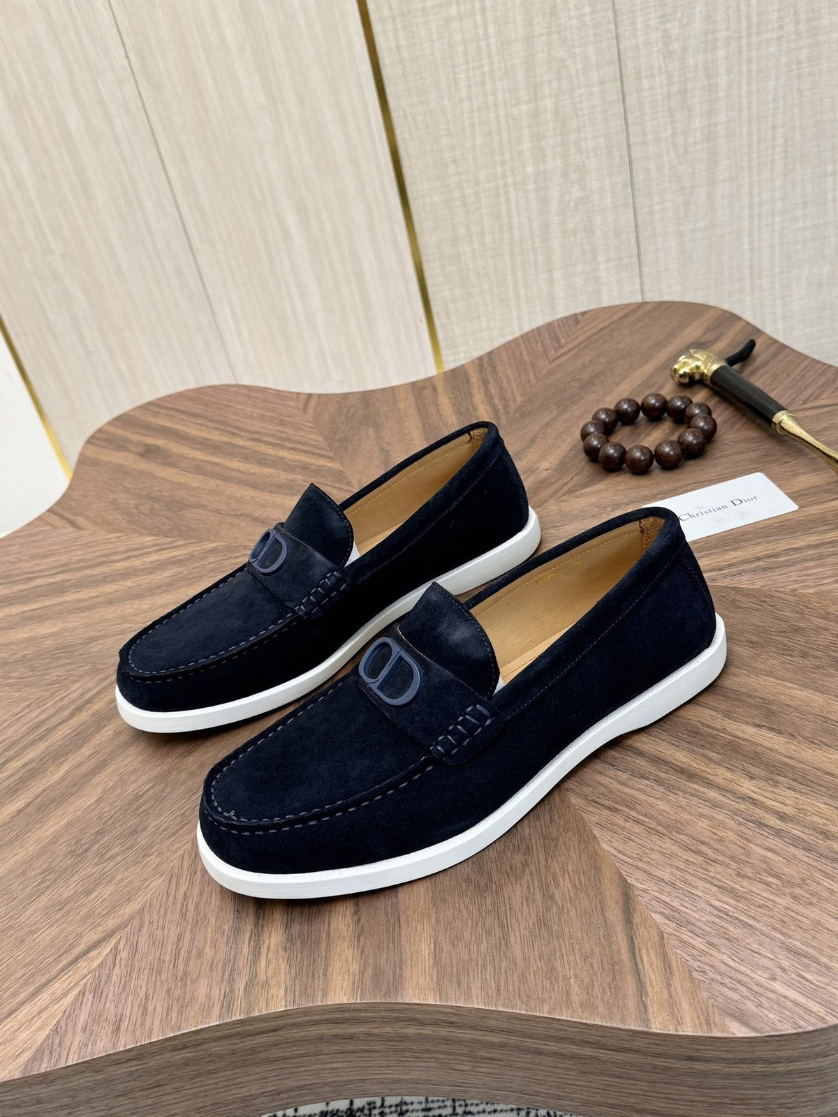 Dior Contrast-Sole Slip-On Loafers — front