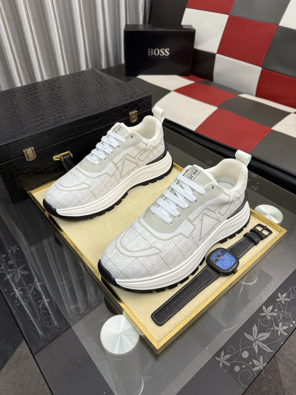 BOSS Patterned Low-Top Sneakers — front