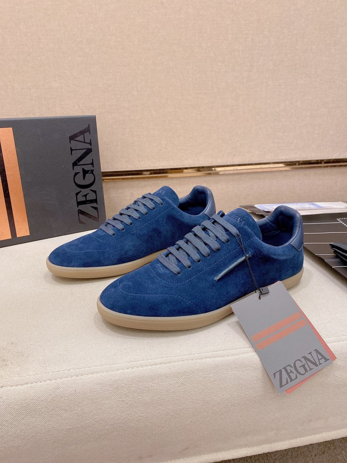 Zegna Suede Low-Top Sneakers — front