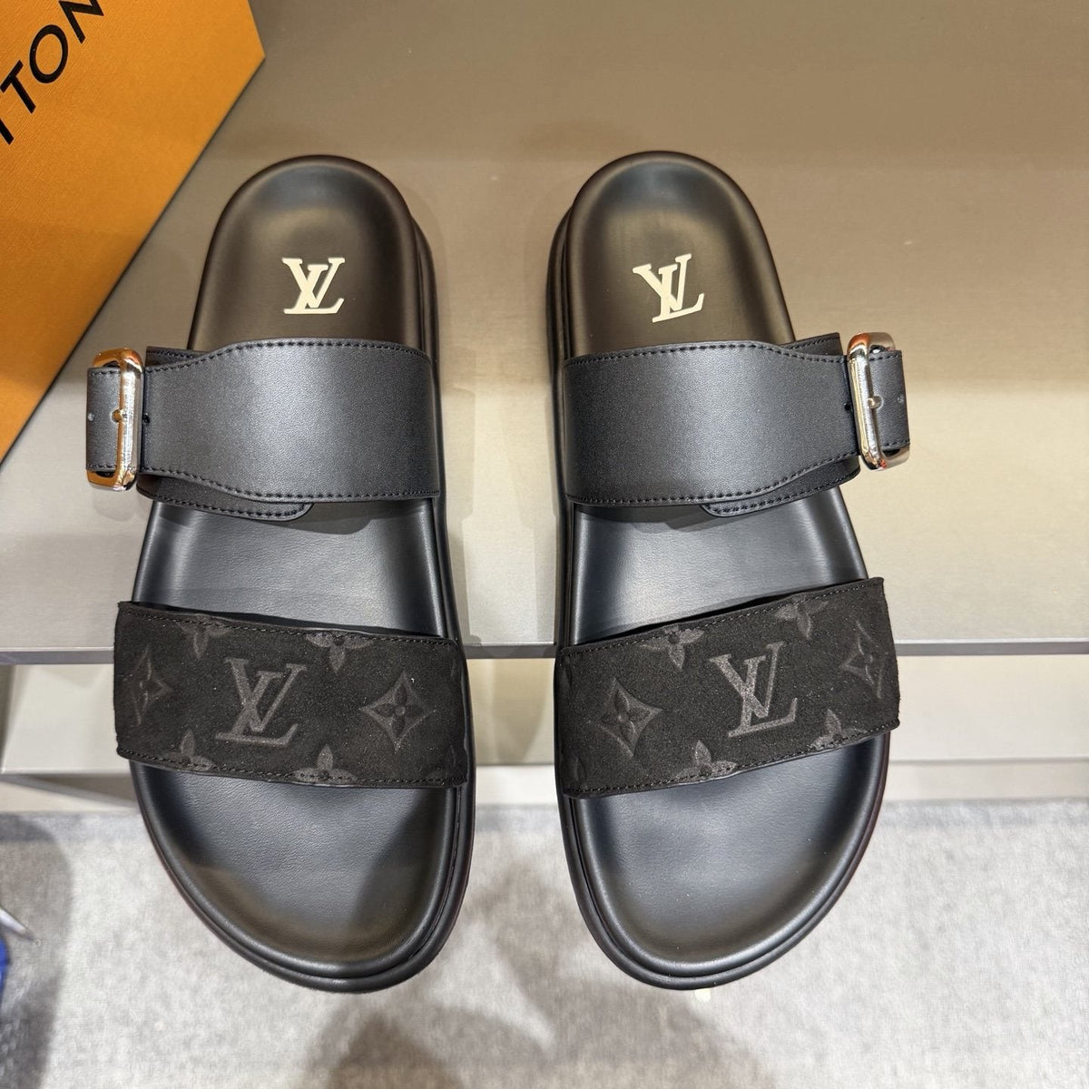 Louis Vuitton Two-Strap Slide Sandals — front