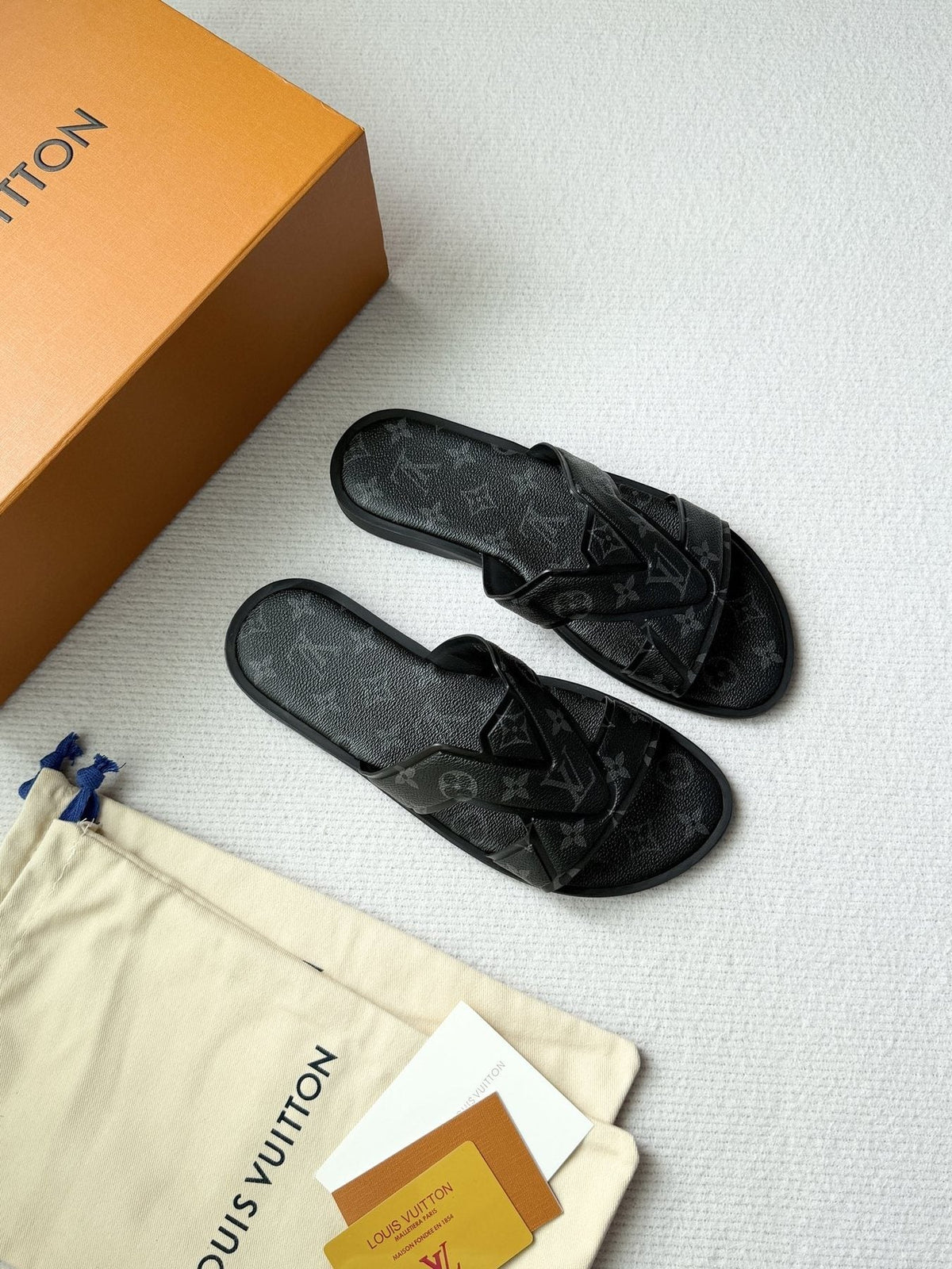 Louis Vuitton Cross-Strap Slide Sandals — front