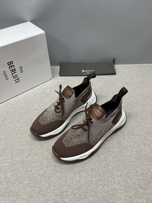 Berluti Blue Knit Lace-Up Sneakers — front