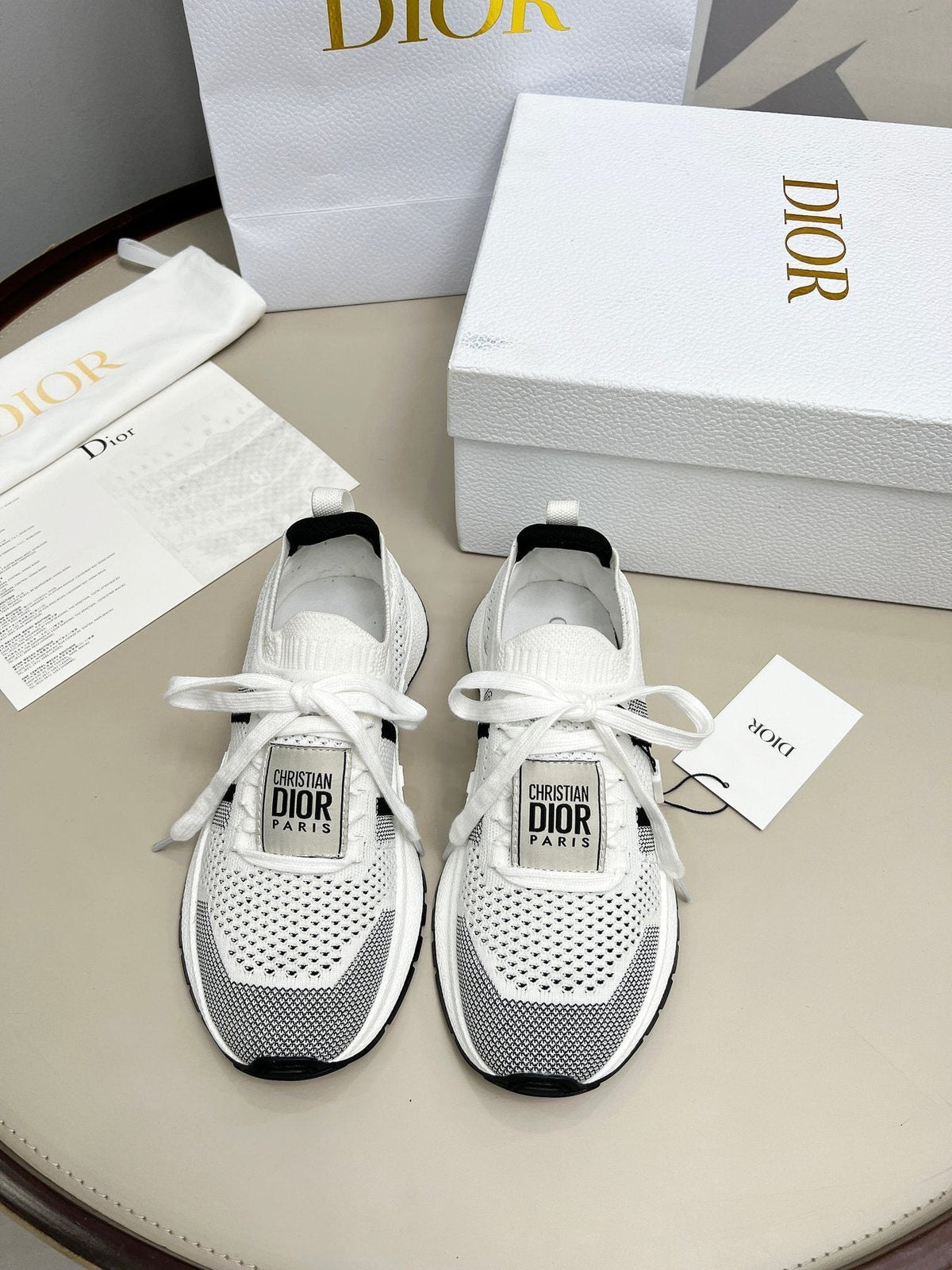 Dior Knit Lace-Up Sneakers — front