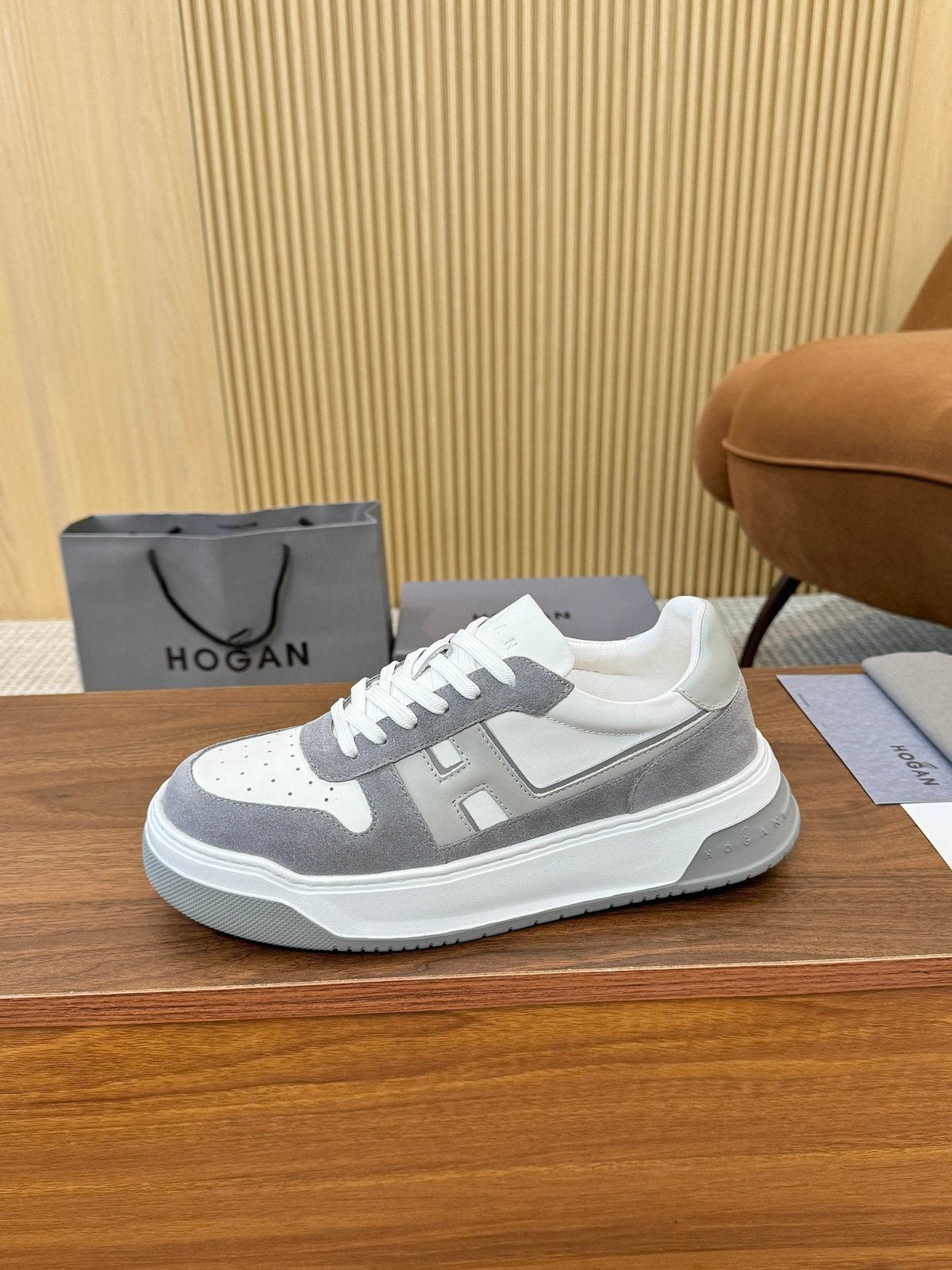 Hogan Black and White Platform Sneakers — front