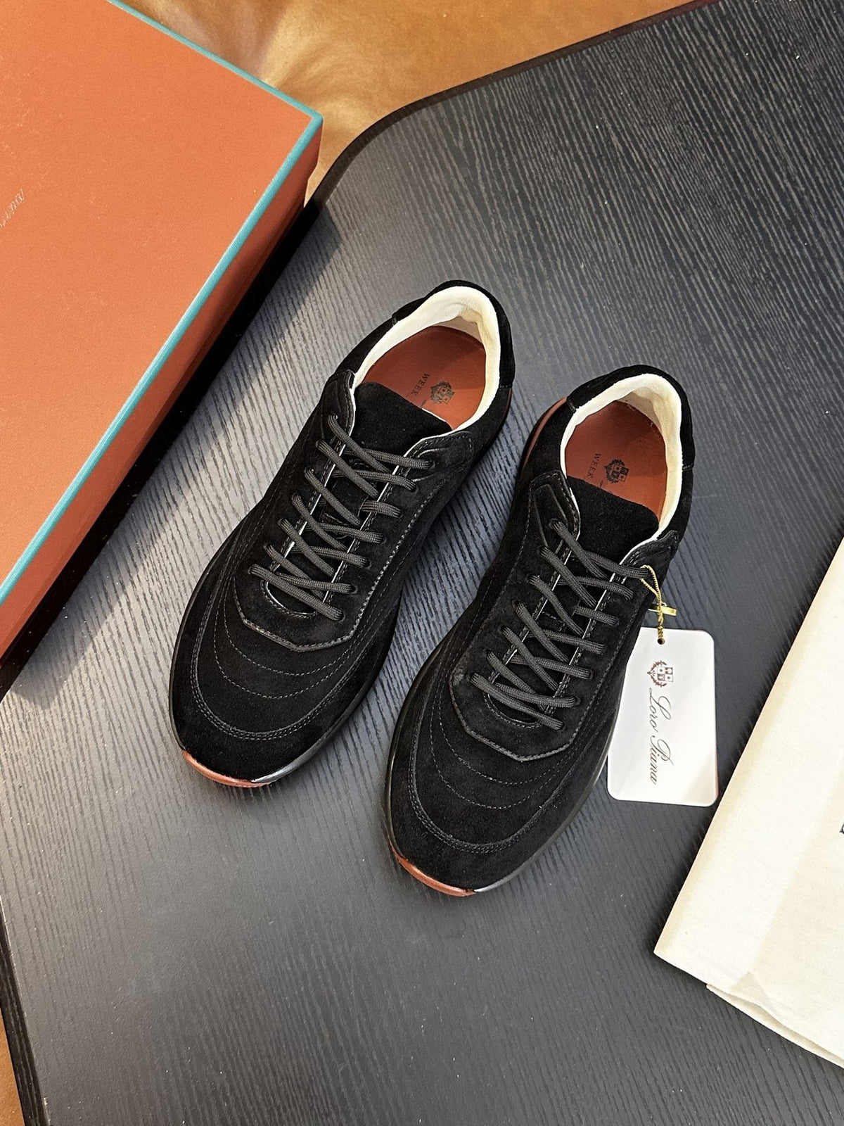 Loro Piana Taupe-Gray Low-Top Sneakers — front