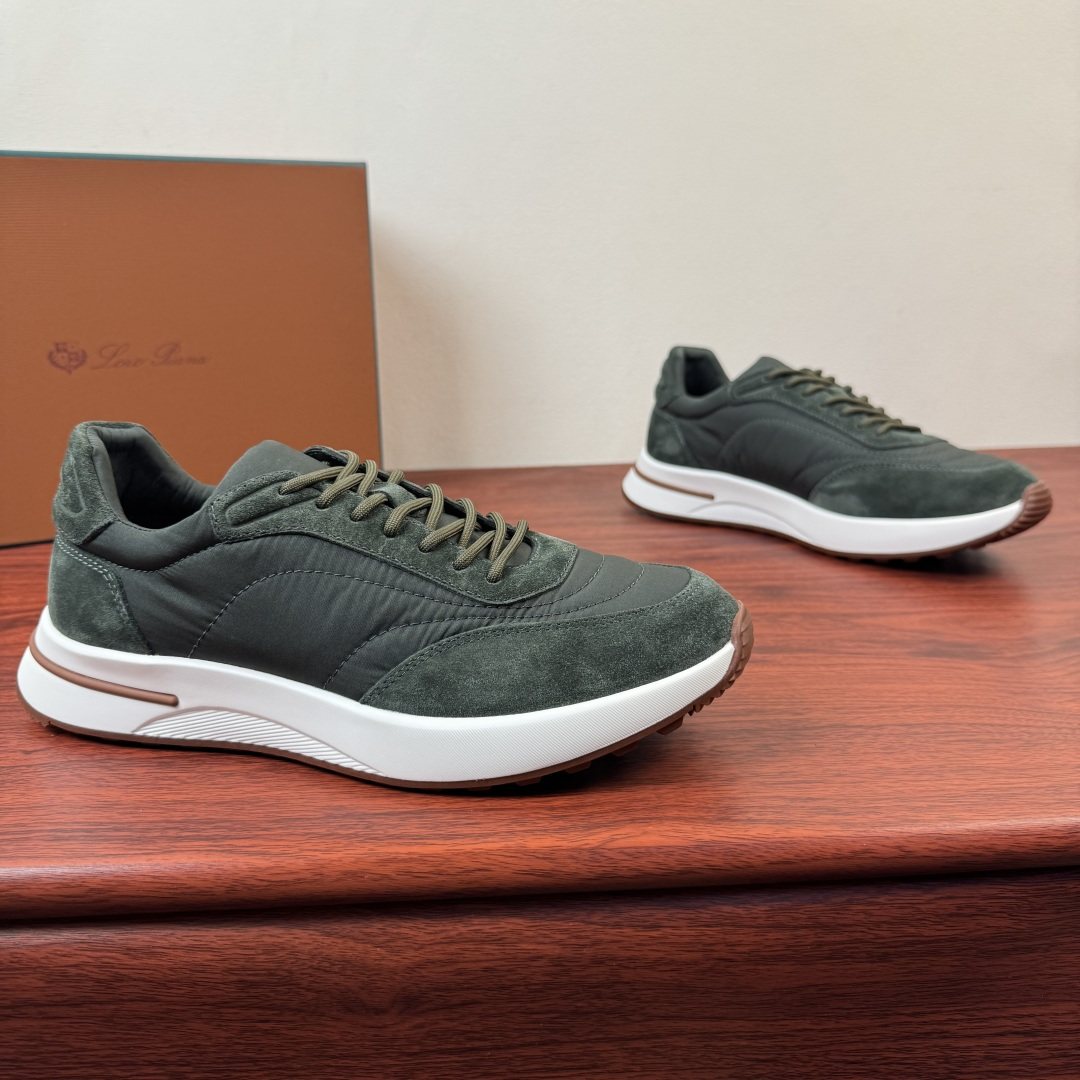 Loro Piana Light Gray Low-Top Sneakers — front