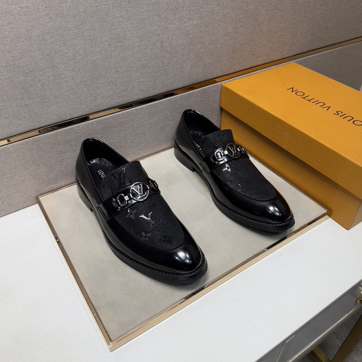 Louis Vuitton Buckle Slip-On Dress Shoes — front