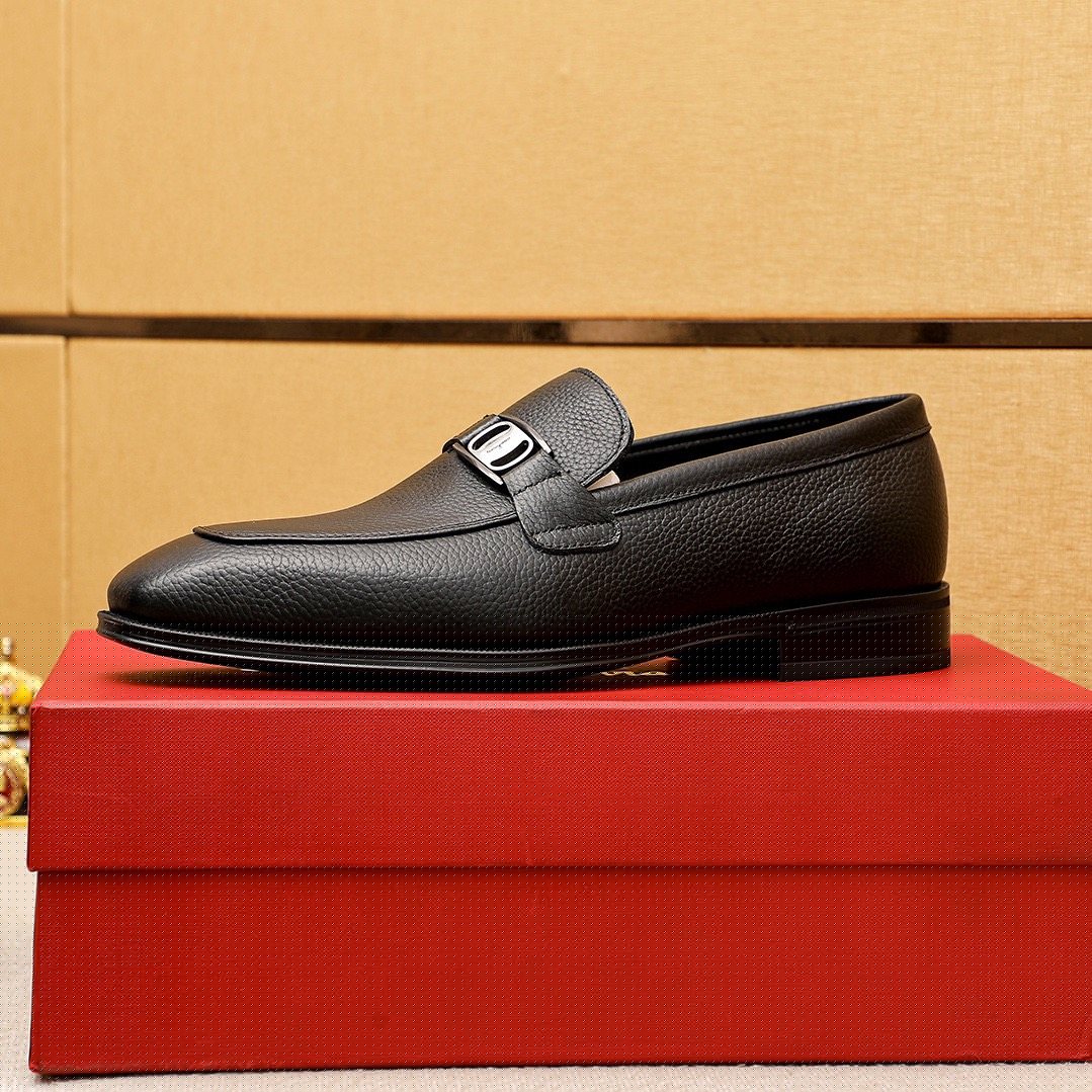 Ferragamo Textured Leather Loafers — side