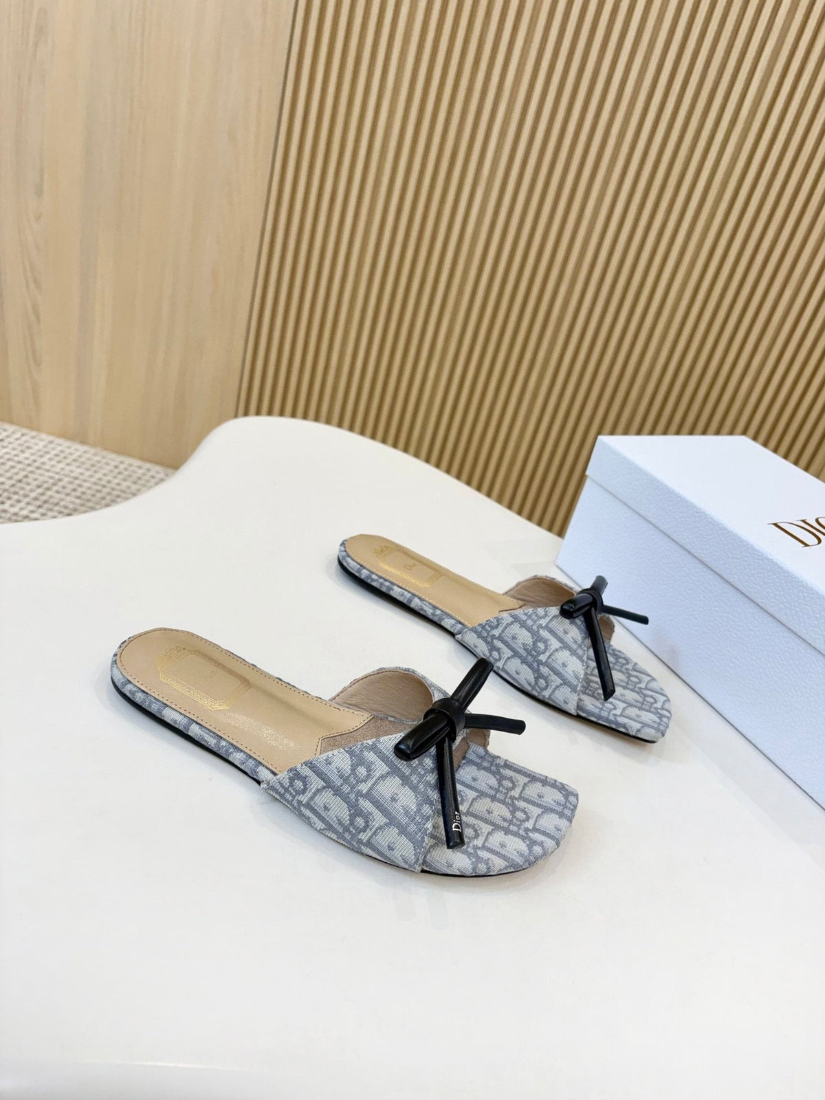 Dior Bow Flat Mule Sandals — hero