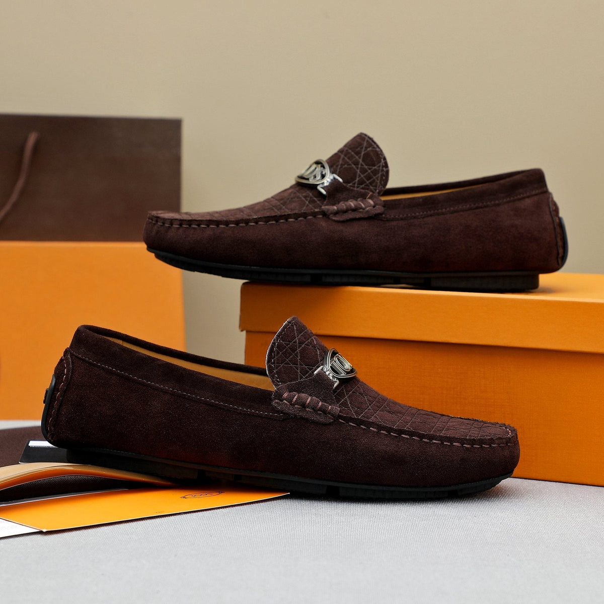 TOD'S Suede Metal-Hardware Loafers — front